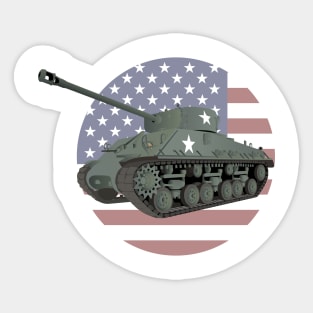 M4 Sherman American WW2 Tank with Flag Sticker